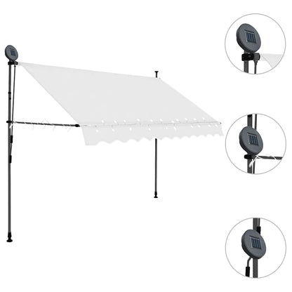 Tenda da Sole Retrattile Manuale con LED 300 cm Crema - homemem39