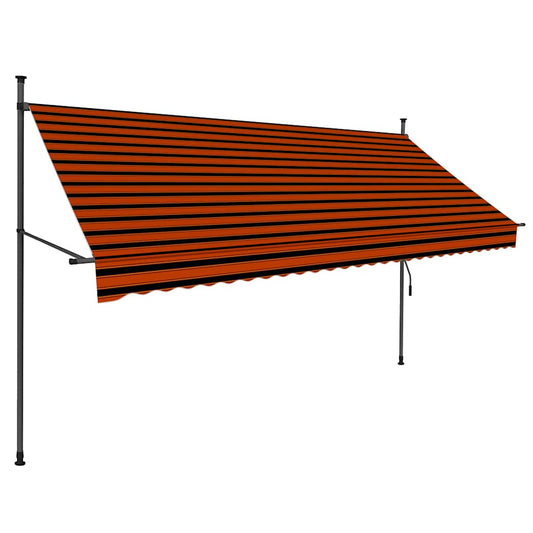 Tenda da Sole Retrattile Manuale LED 300 cm Arancione e Marrone | homemem39