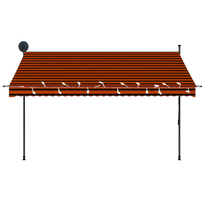 Tenda da Sole Retrattile Manuale LED 300 cm Arancione e Marrone | homemem39