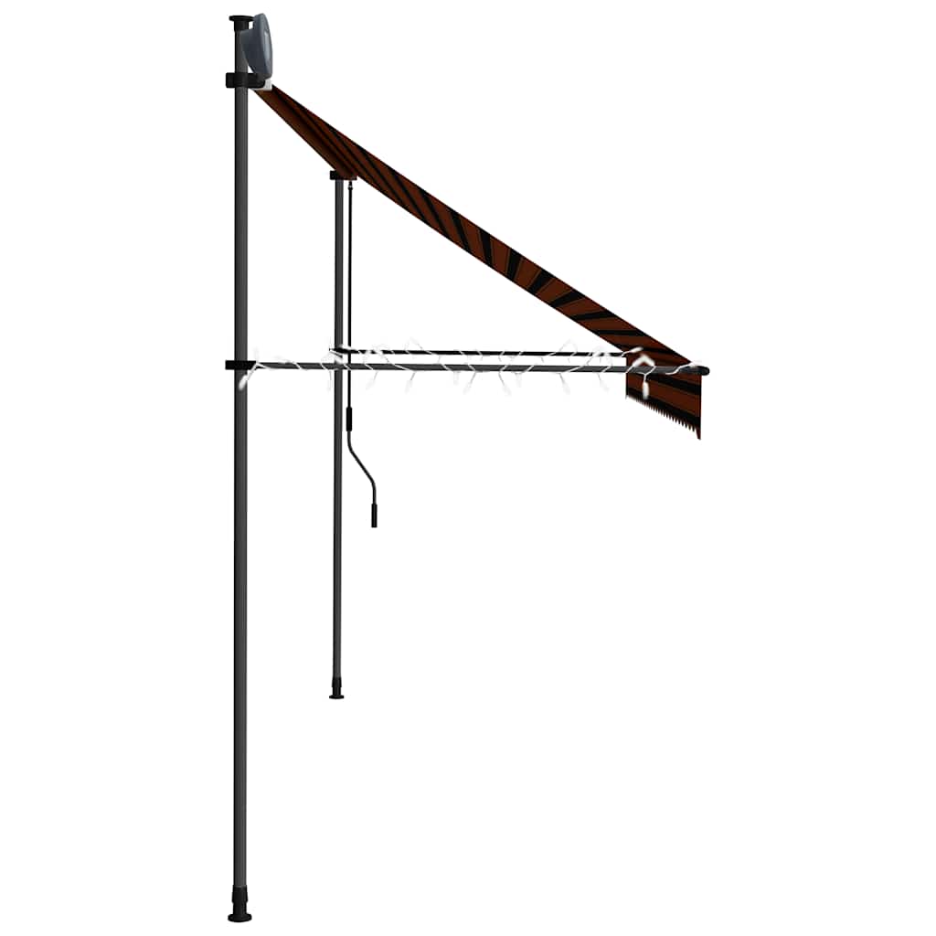 Tenda da Sole Retrattile Manuale LED 300 cm Arancione e Marrone | homemem39
