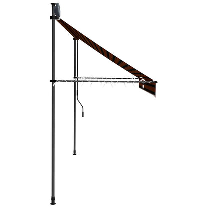 Tenda da Sole Retrattile Manuale LED 300 cm Arancione e Marrone | homemem39