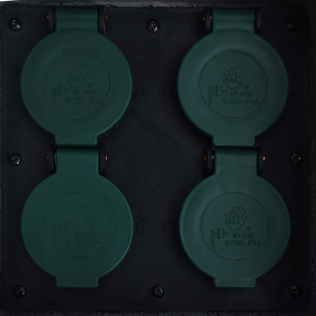 Presa da Esterno 4 Spine Resistente all'Acqua Poliresina Grigia - homemem39