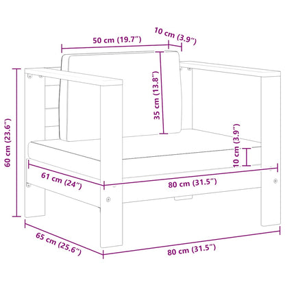 Sedia da Giardino con Cuscino Crema in Legno Massello di Acacia