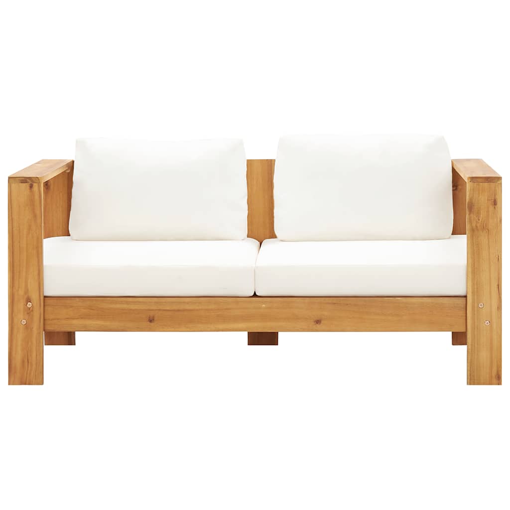 Sedia da Giardino con Cuscino 140 cm Bianco Crema Legno Acacia - homemem39