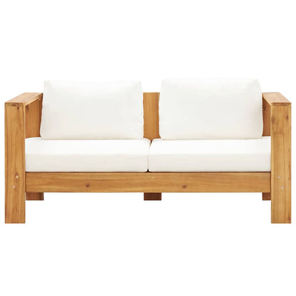Sedia da Giardino con Cuscino 140 cm Bianco Crema Legno Acacia - homemem39