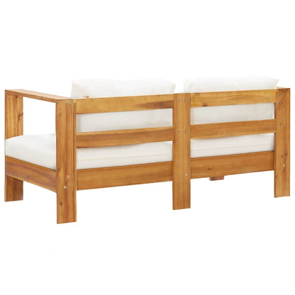 Sedia da Giardino con Cuscino 140 cm Bianco Crema Legno Acacia - homemem39