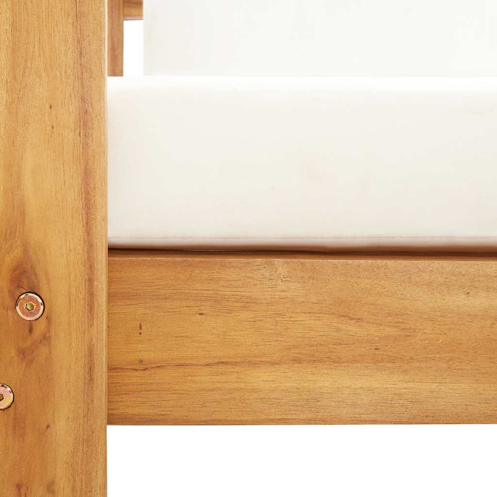 Sedia da Giardino con Cuscino 140 cm Bianco Crema Legno Acacia - homemem39