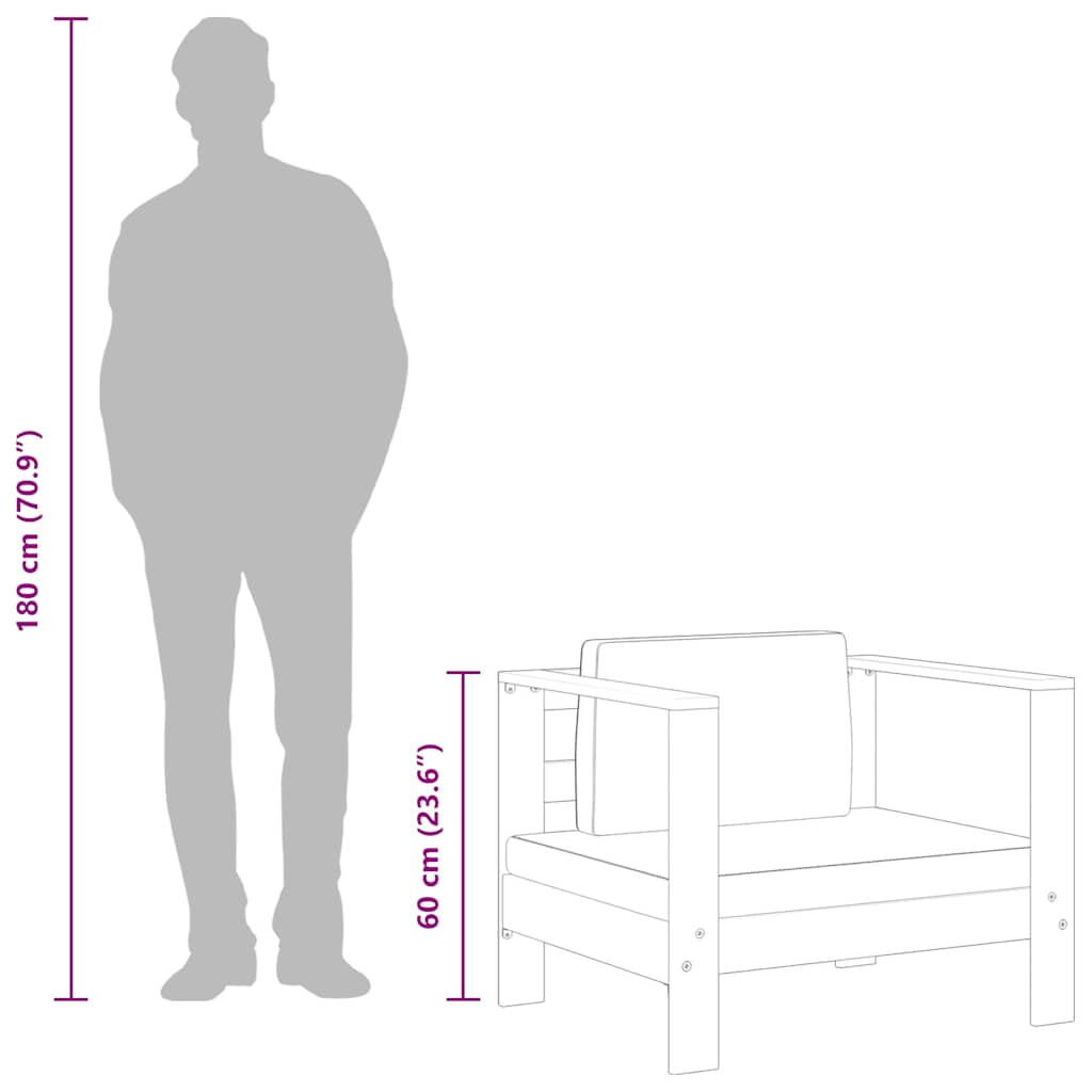 Sedia da Giardino con Cuscino Grigio Scuro in Legno di Acacia - homemem39