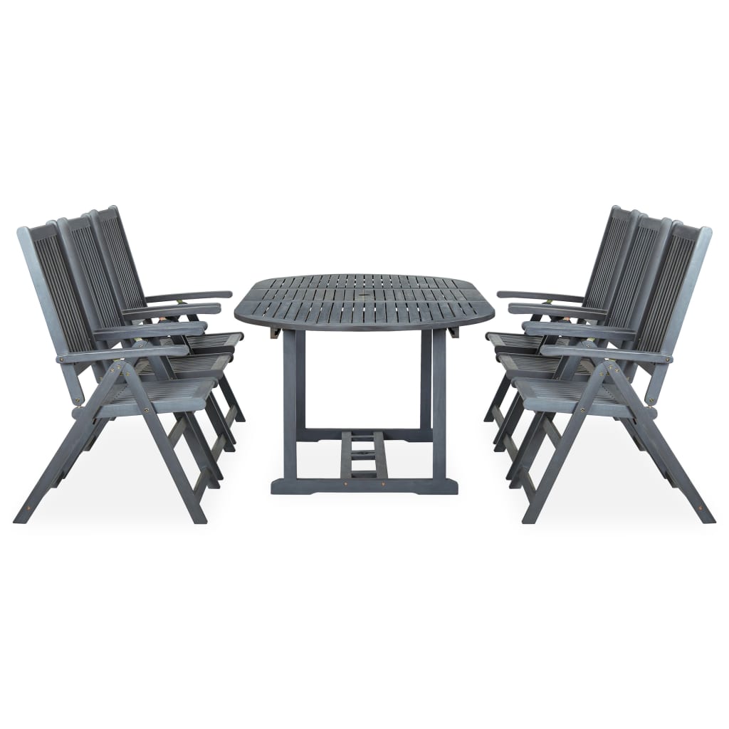 Set da Pranzo da Giardino 7 pz Legno Massello di Acacia Grigio | homemem39