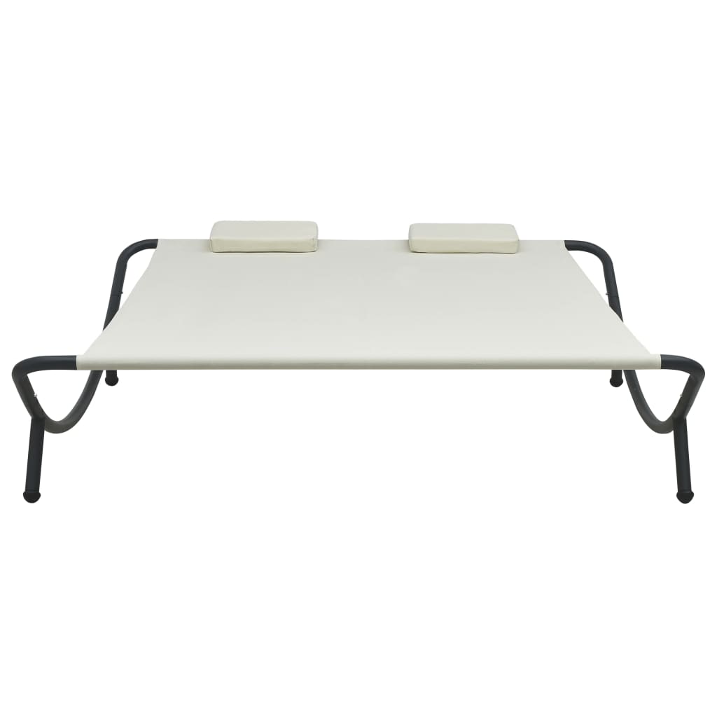 Lettino da Esterno in Tessuto Crema - homemem39