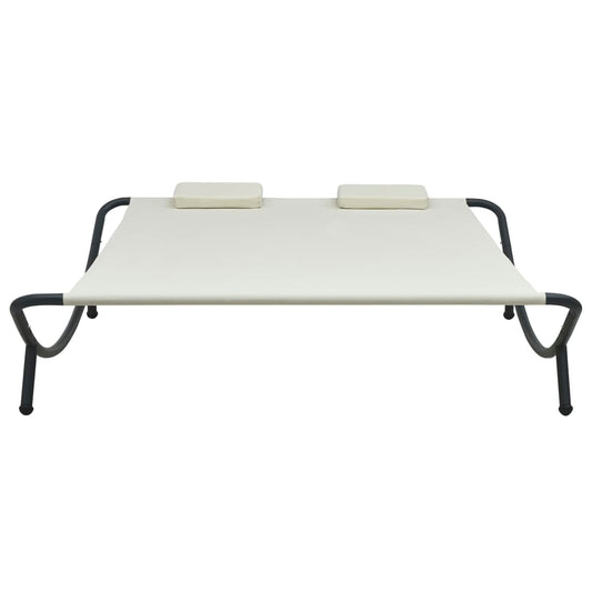 Lettino da Esterno in Tessuto Crema - homemem39