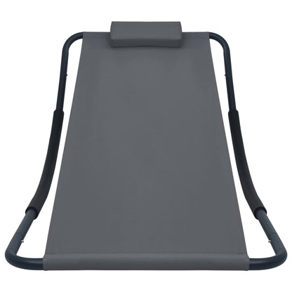 Lettino da Giardino Grigio 200x90 cm in Acciaio