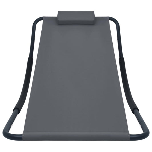 Lettino da Giardino Grigio 200x90 cm in Acciaio