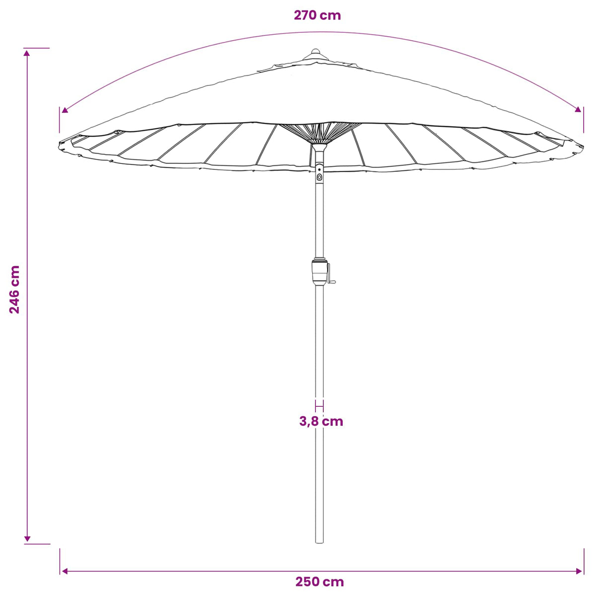 Ombrellone da Esterni con Palo in Alluminio 250 cm Antracite