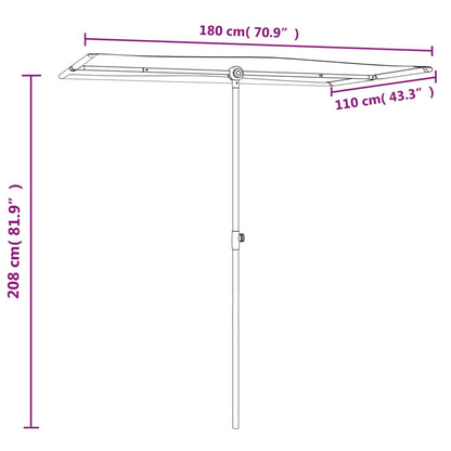 Ombrellone da Giardino con Palo in Alluminio 180x110cm Nero | homemem39