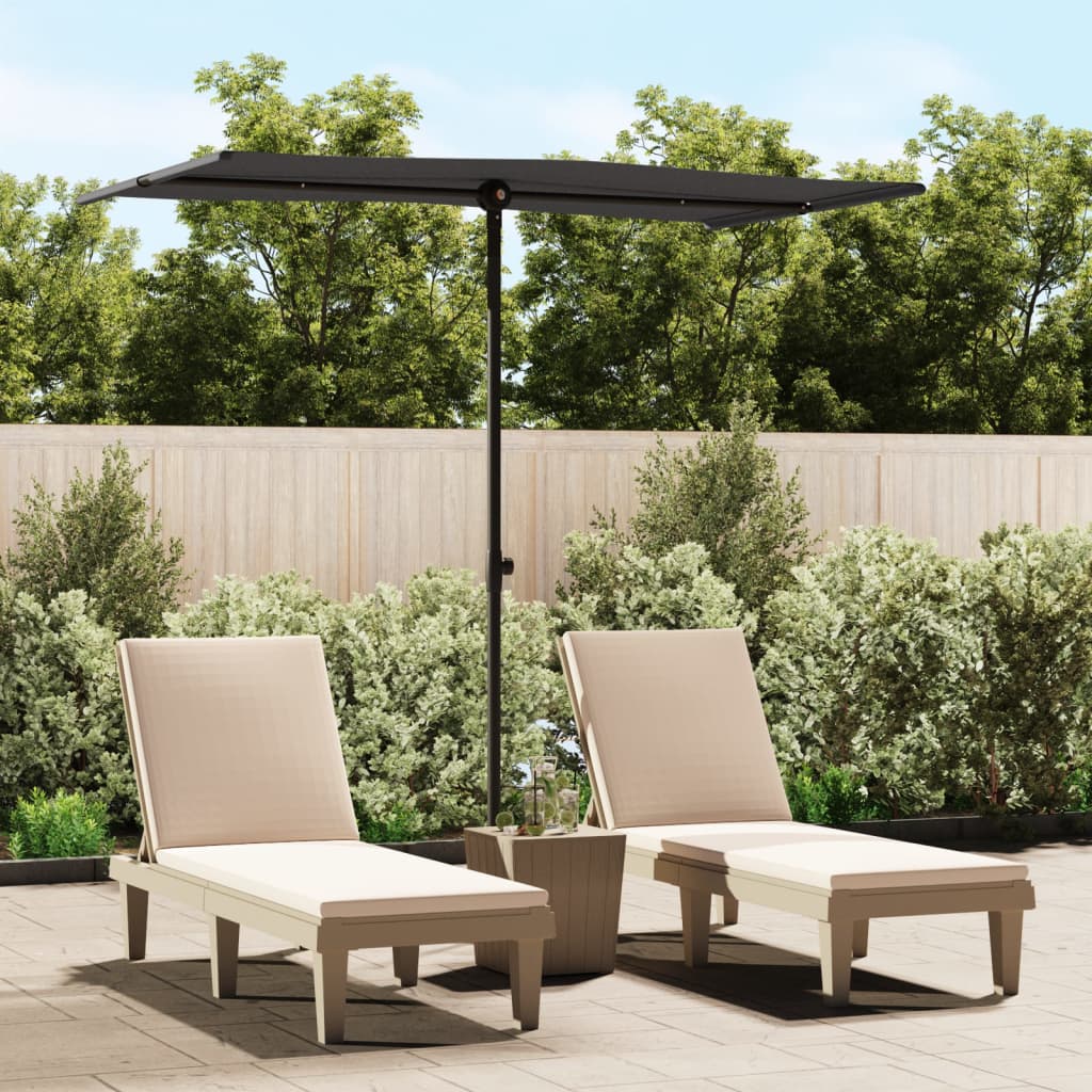 Ombrellone da Giardino con Palo in Alluminio 180x110cm Nero | homemem39