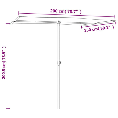 Ombrellone da Giardino con Palo in Alluminio 2x1,5 m Nero