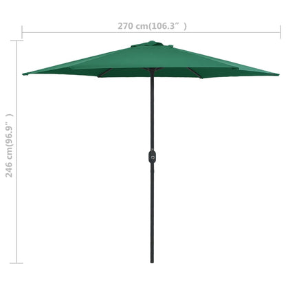 Ombrellone da Giardino con Palo in Alluminio 270x246 cm Verde