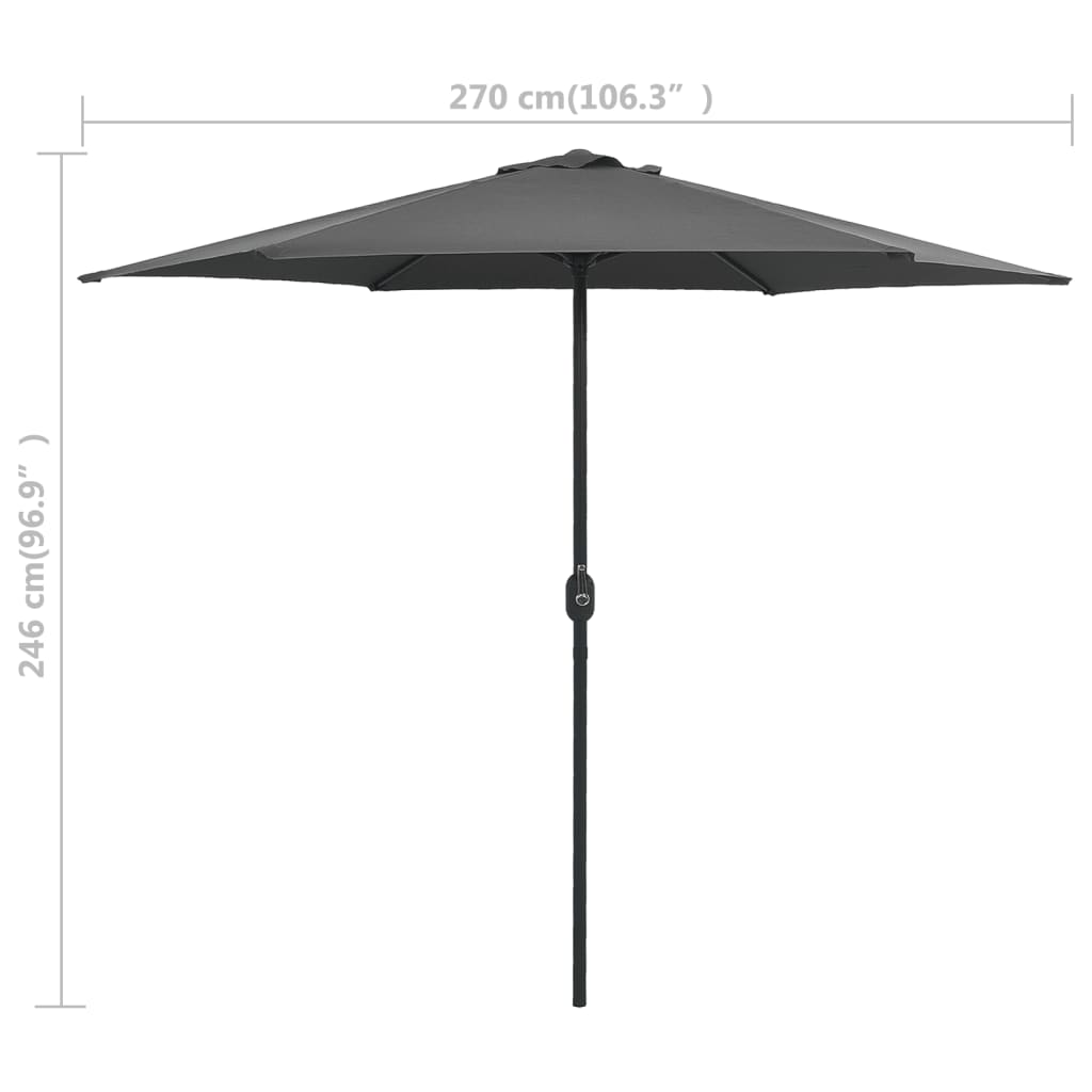 Ombrellone da Esterni con Palo in Alluminio 270x246cm Antracite | homemem39