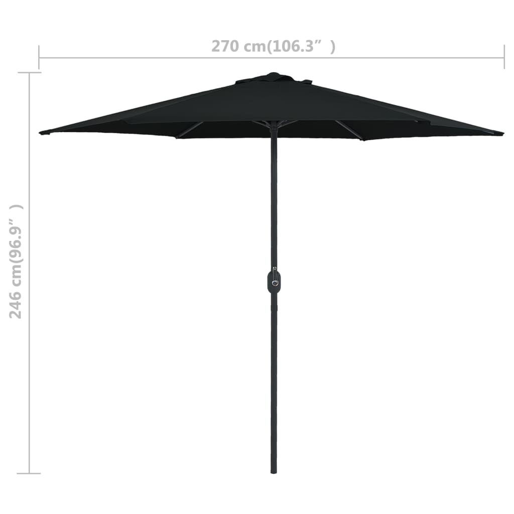 Ombrellone da Giardino con Palo in Alluminio 270x246 cm Nero | homemem39