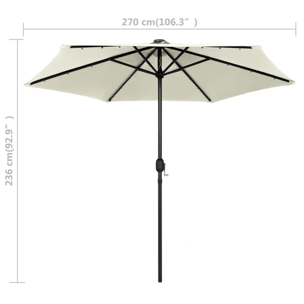 Ombrellone con Luci a LED e Palo Alluminio 270 cm Bianco Sabbia | homemem39