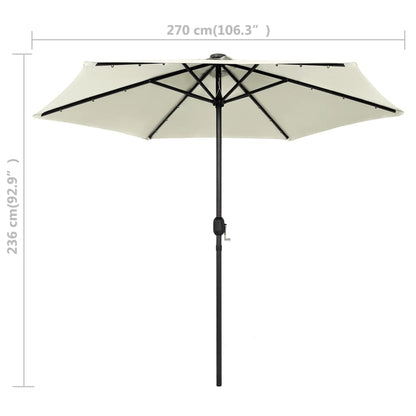 Ombrellone con Luci a LED e Palo Alluminio 270 cm Bianco Sabbia | homemem39