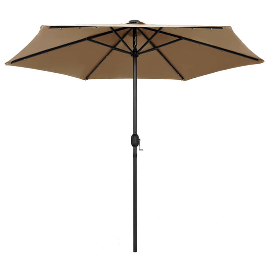 Ombrellone con Luci a LED e Palo Alluminio 270 cm Tortora