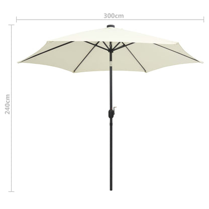 Ombrellone con Luci a LED e Palo Alluminio 300 cm Bianco Sabbia | homemem39
