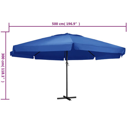 Ombrellone da Giardino con Palo in Alluminio 500 cm Azzurro | homemem39
