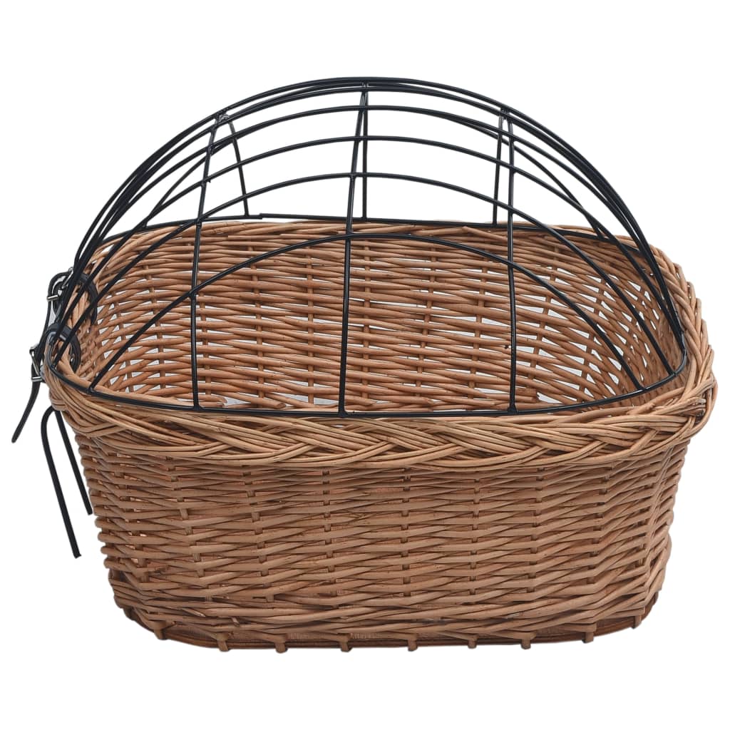 Cestino Anteriore Bici con Copertura 50x45x35cm Salice Naturale | homemem39