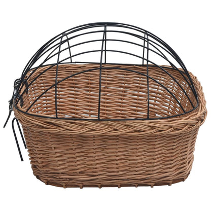Cestino Anteriore Bici con Copertura 50x45x35cm Salice Naturale | homemem39