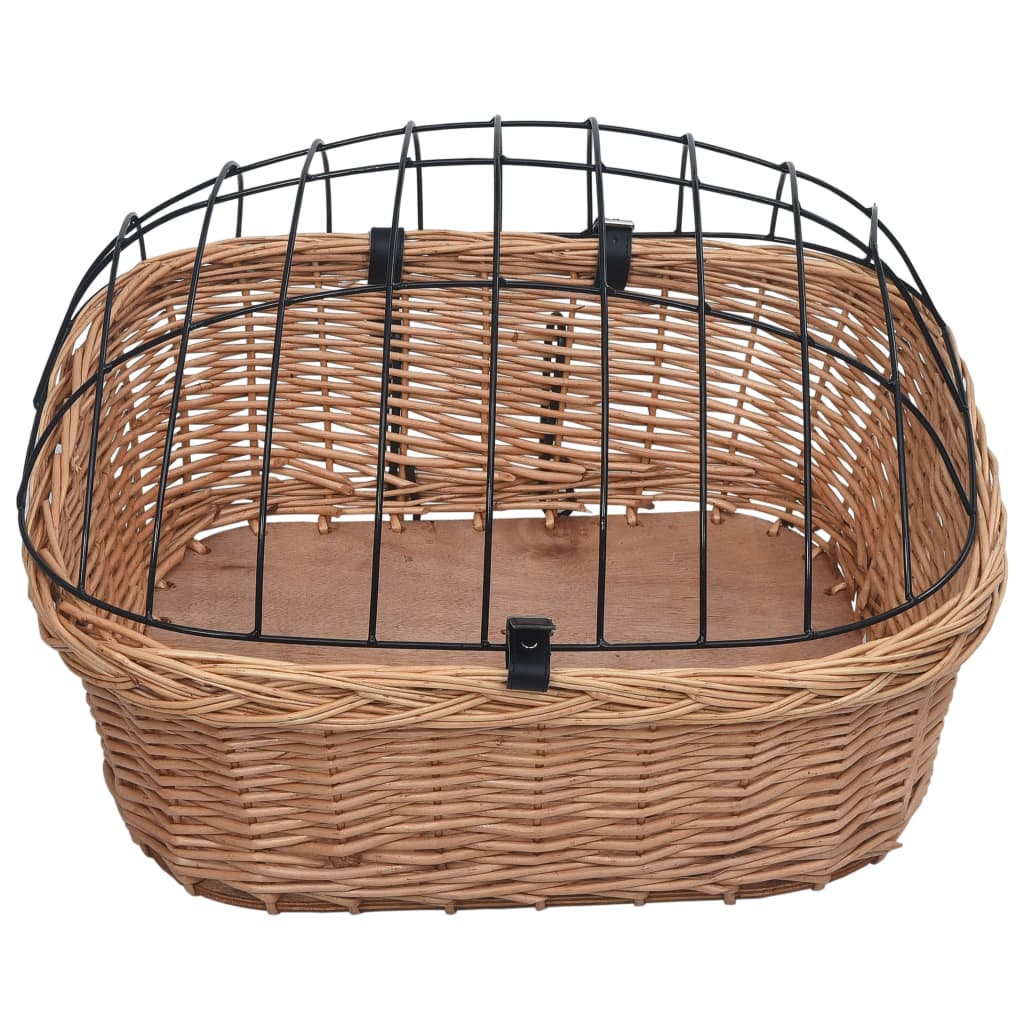 Cestino Anteriore Bici con Copertura 50x45x35cm Salice Naturale | homemem39