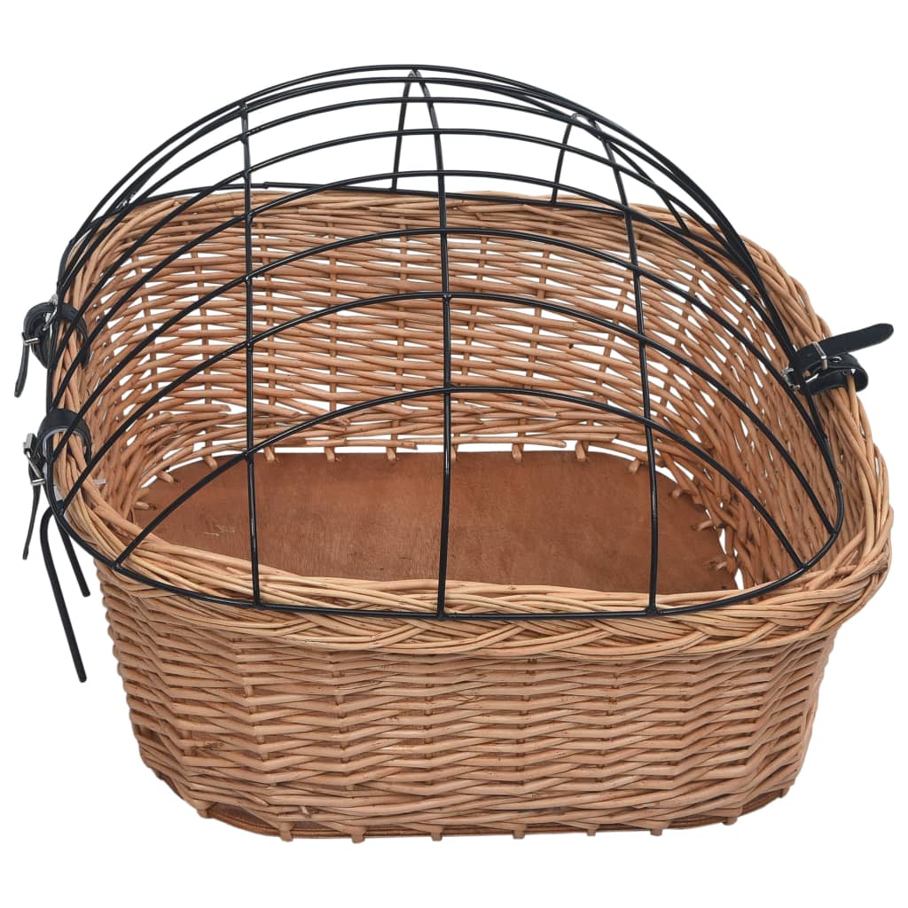 Cestino Anteriore Bici con Copertura 50x45x35cm Salice Naturale | homemem39
