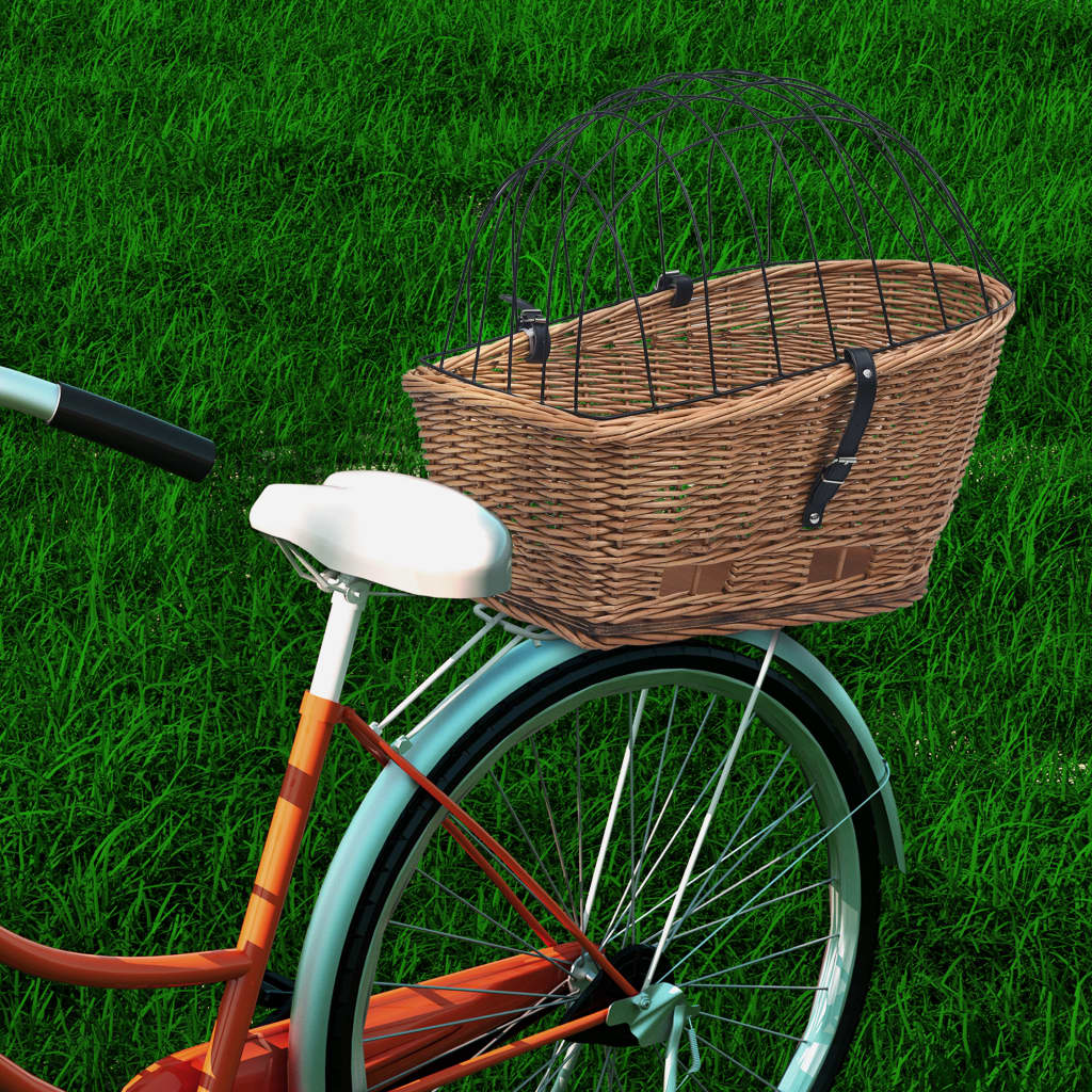 Cestino Posteriore Bici e Copertura 55x31x36cm Salice Naturale | homemem39