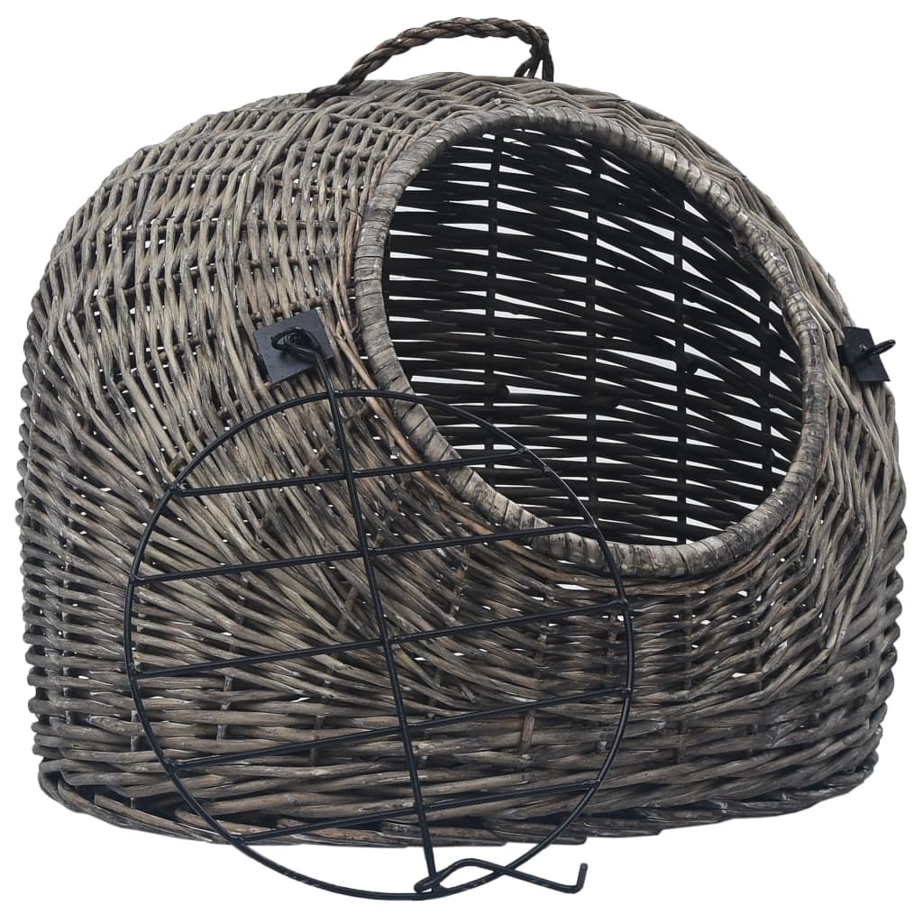Trasportino per Gatti Grigio 45x35x35 cm in Salice Naturale | homemem39