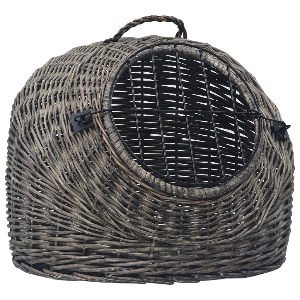 Trasportino per Gatti Grigio 45x35x35 cm in Salice Naturale | homemem39