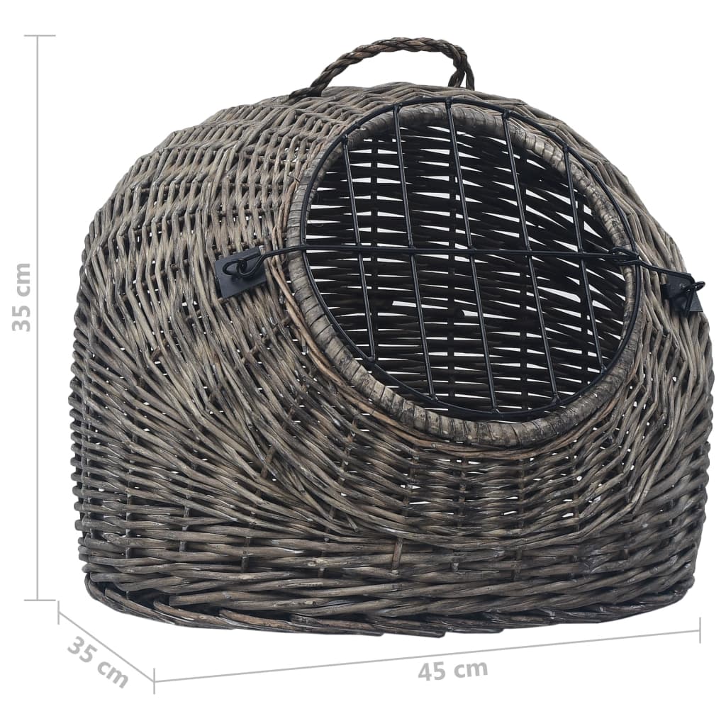 Trasportino per Gatti Grigio 45x35x35 cm in Salice Naturale | homemem39