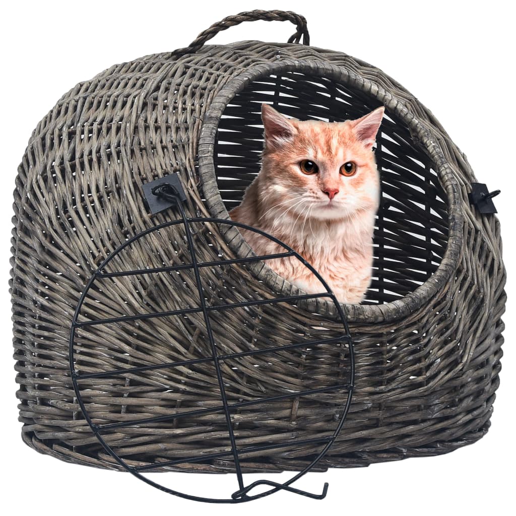 Trasportino per Gatti Grigio 45x35x35 cm in Salice Naturale | homemem39