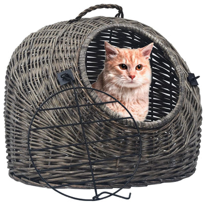 Trasportino per Gatti Grigio 45x35x35 cm in Salice Naturale | homemem39
