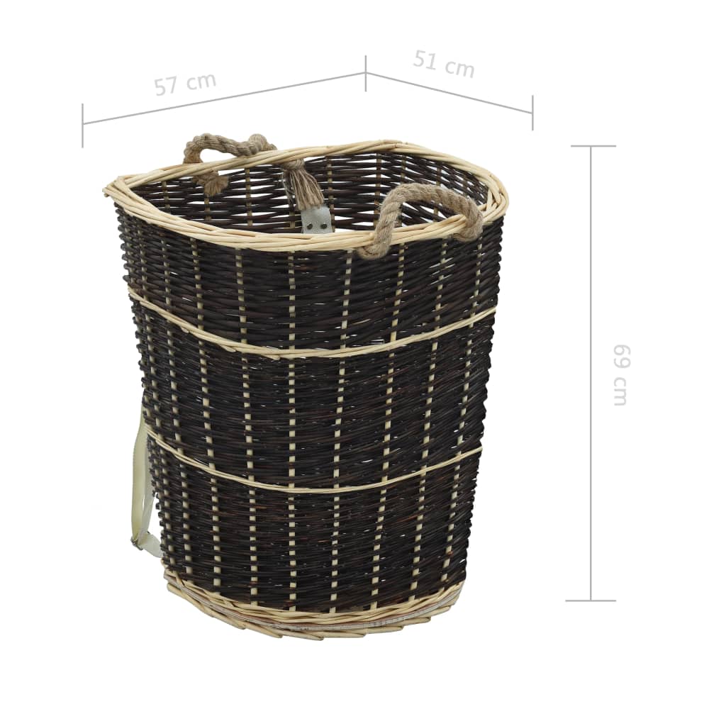 Cesta per Legna con Spallacci 57x51x69cm Salice Naturale - homemem39