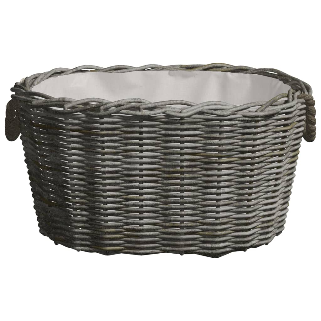 Cesta per Legna con Maniglie 59x42x28 cm Salice Grigia - homemem39
