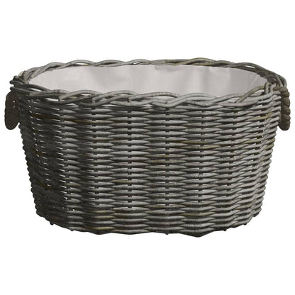 Cesta per Legna con Maniglie 59x42x28 cm Salice Grigia - homemem39