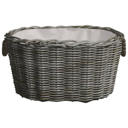 Cesta per Legna con Maniglie 59x42x28 cm Salice Grigia - homemem39