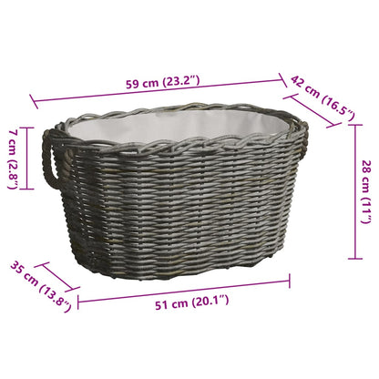 Cesta per Legna con Maniglie 59x42x28 cm Salice Grigia - homemem39