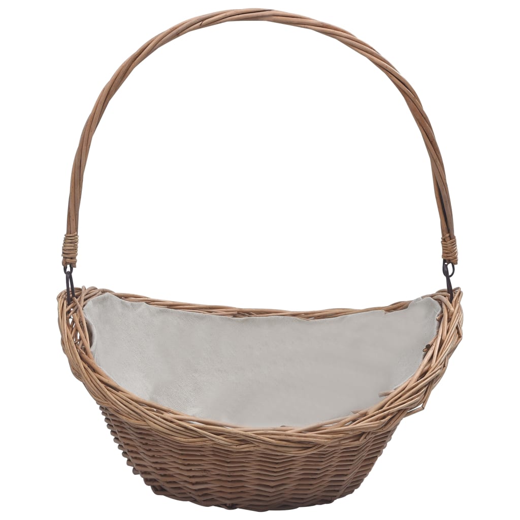 Cesta Legna da Ardere con Manico 57x46,5x52cm Marrone in Salice - homemem39