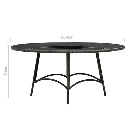 Set da Pranzo per Esterni 7 pz con Cuscini in Polyrattan Grigio | homemem39