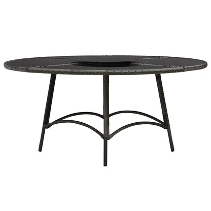 Set da Pranzo per Esterni 7 pz con Cuscini in Polyrattan Grigio | homemem39