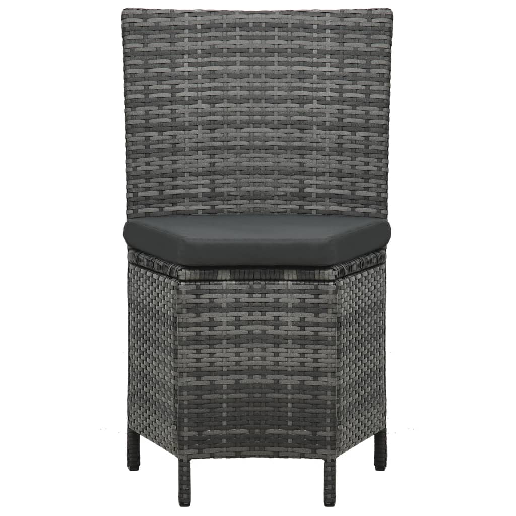 Set da Pranzo per Esterni 7 pz con Cuscini in Polyrattan Grigio | homemem39