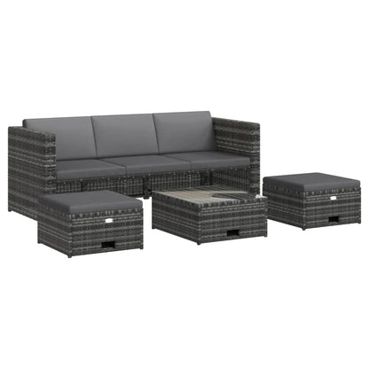 Set Divani da Giardino 4 pz con Cuscini in Polyrattan Grigio - homemem39