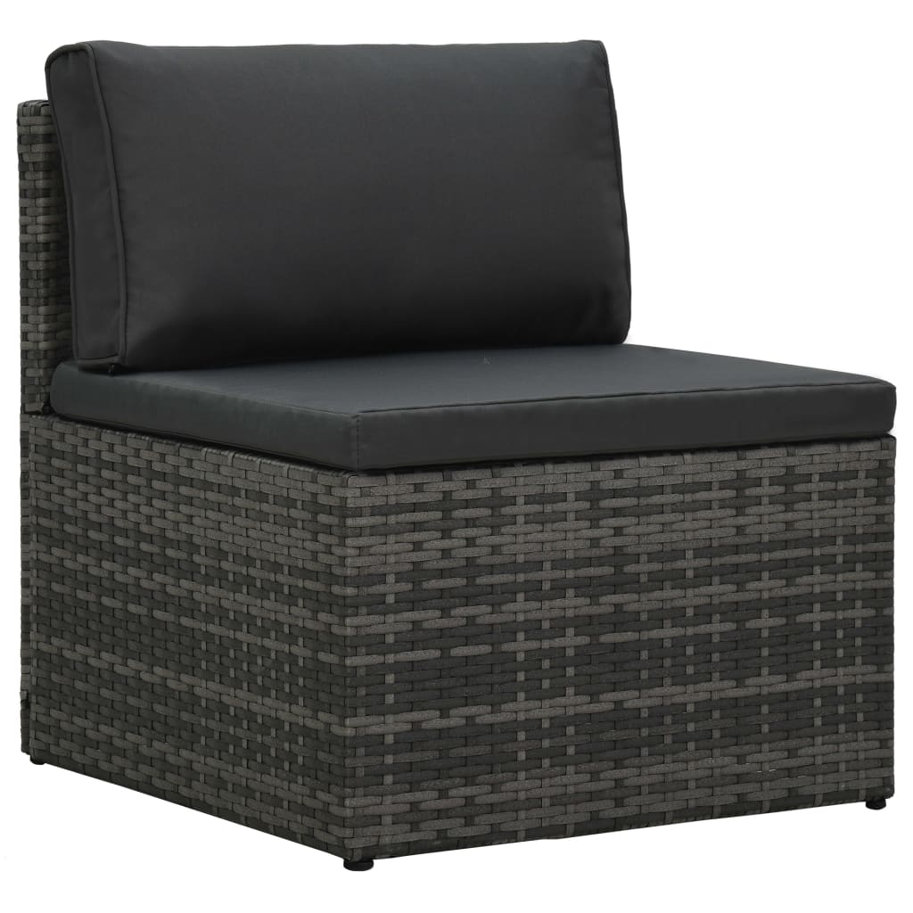 Set Divani da Giardino 5 pz con Cuscini in Polyrattan Grigio | homemem39